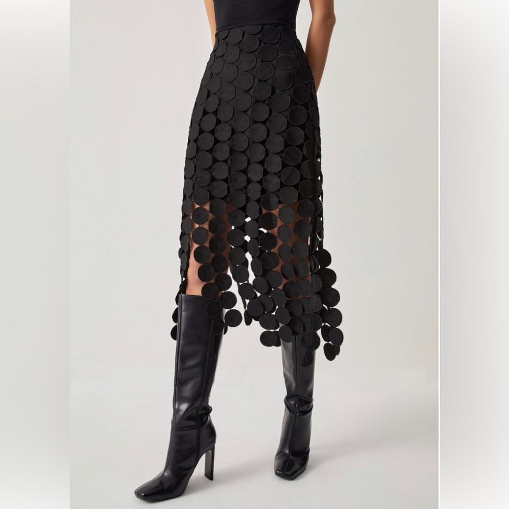 NWT! Commense Laser Cut Multi Circle Double Layered Skirt